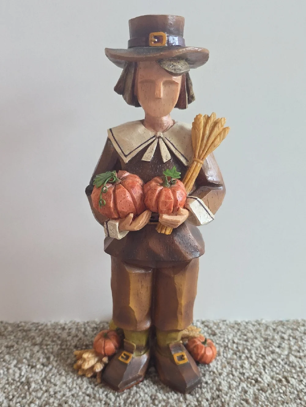 Vintage Set of 2 Pacific Rim Cubist THANKSGIVING Pilgrim Man Woman 11”